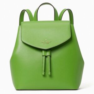 NWT Kate Spade Saffiano Leather Lizzie Medium Flap Backpack Turaco Green